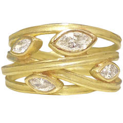 Barbara Heinrich Marquis Diamond Gold Spiral Wrap Ring