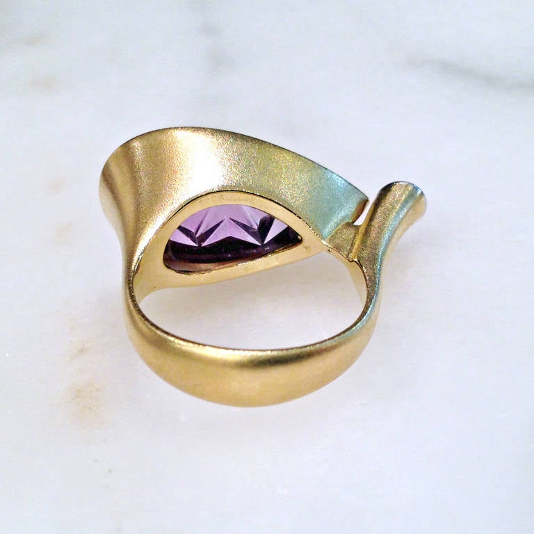Contemporary Atelier Munsteiner Purple Amethyst Diamond Gold Platinum German Ring