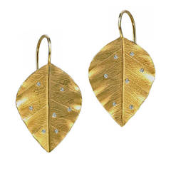 Diamond Gold Leaf Earrings