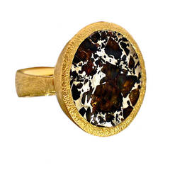 Reflective Meteorite Gold Ring