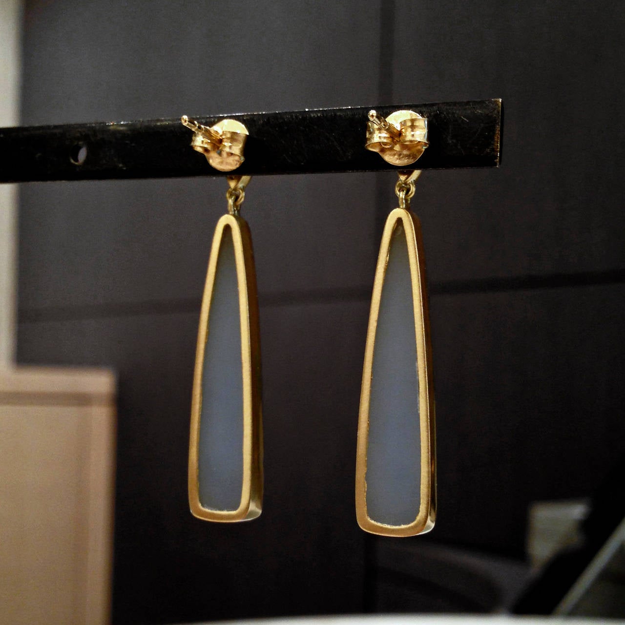Women's Kothari Shimmering Druzy Trillion Diamond Gold Drop Earrings