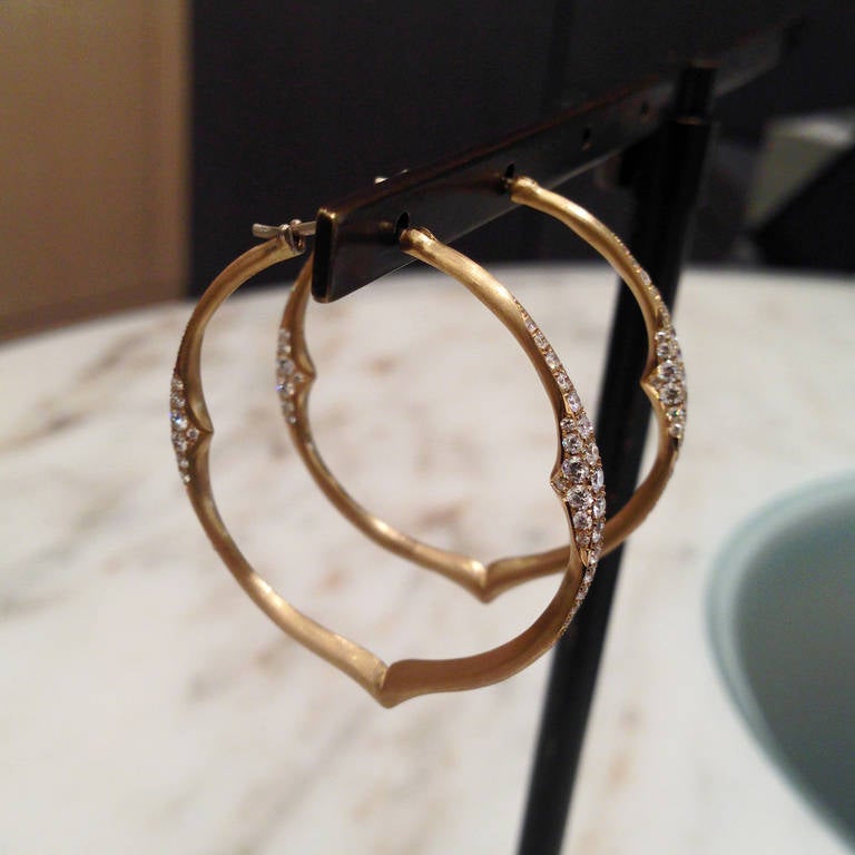 Women's Double Diamond Gold Hoop Earrings