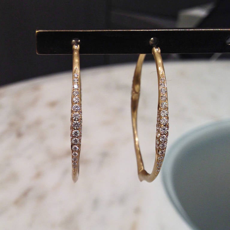 Double Diamond Gold Hoop Earrings 1