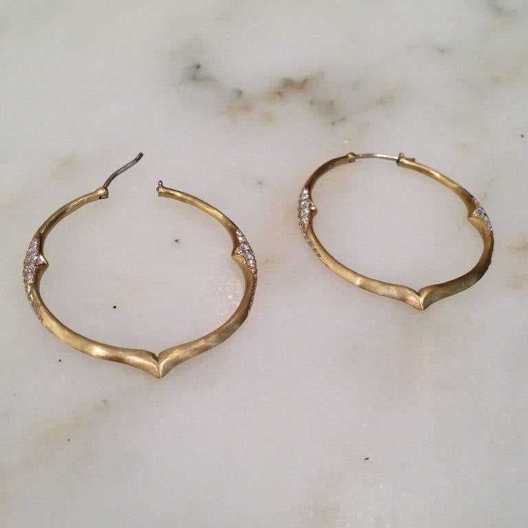Double Diamond Gold Hoop Earrings 2
