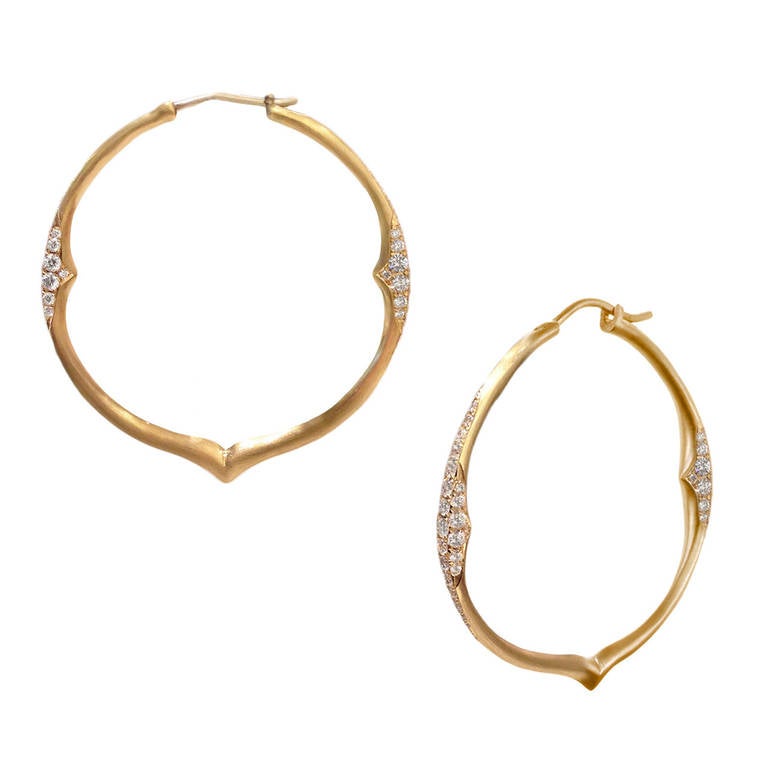 Double Diamond Gold Hoop Earrings