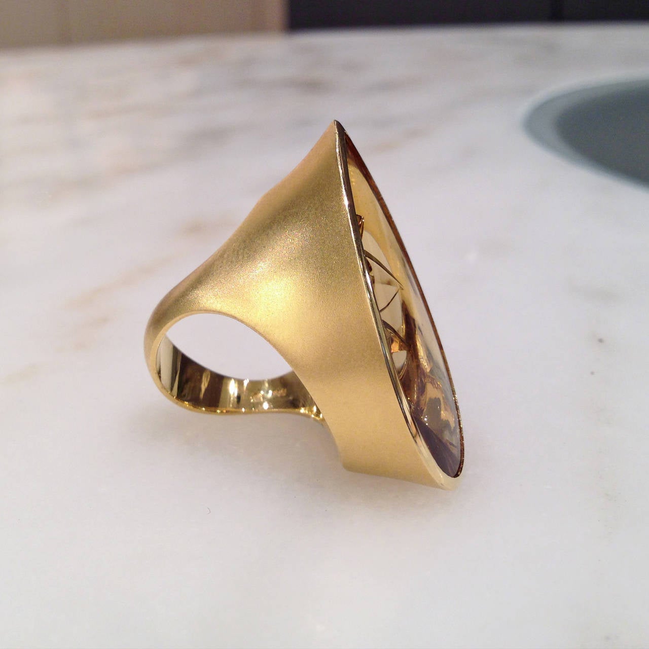 Munsteiner Imperial Citrine Satin Gold Ring In New Condition In Dallas, TX