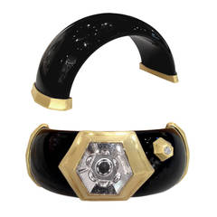 Susan Sadler Munsteiner Cut Rutile Quartz Diamond Gold Bakelite Cuff Bracelet 12