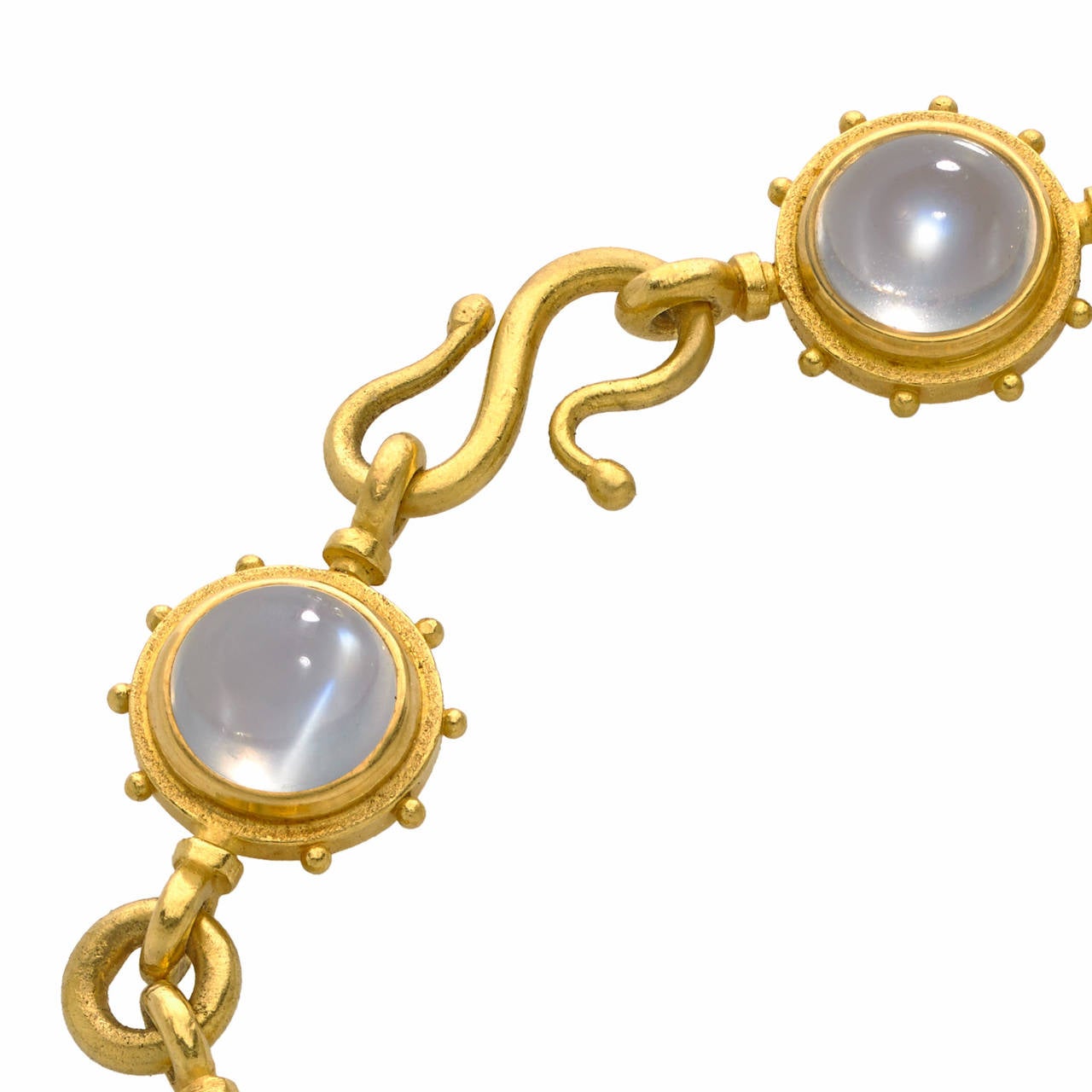 Lilly Fitzgerald Heavy Moonstone Gold Platinum Link Bracelet In New Condition In Dallas, TX