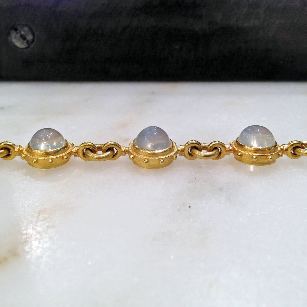 Lilly Fitzgerald Heavy Moonstone Gold Platinum Link Bracelet 1