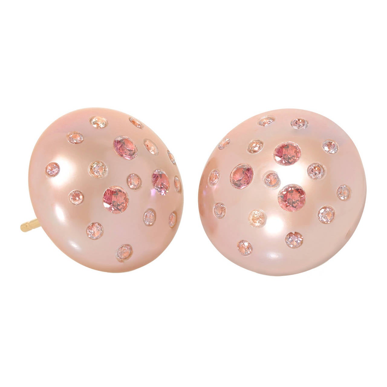 Russell Trusso Pink Diamond-Embedded Pink Freshwater Button Pearl Earrings