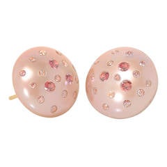 Russell Trusso Pink Diamond-Embedded Pink Freshwater Button Pearl Earrings