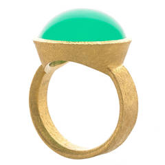 Devta Doolan Cabochon Chrysoprase Gold Bubble Ring