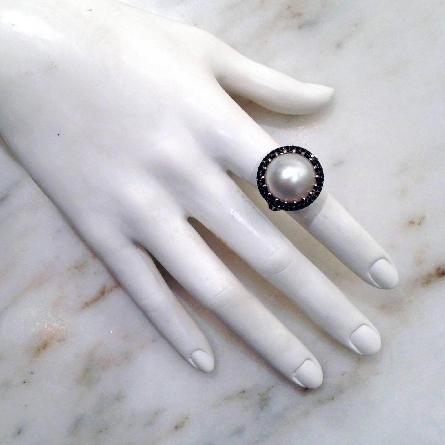 black diamond and pearl ring