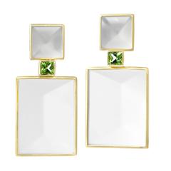 Antonio Bernardo Custom Cut Phantom Quartz Peridot Matte Gold Drop Earrings 10