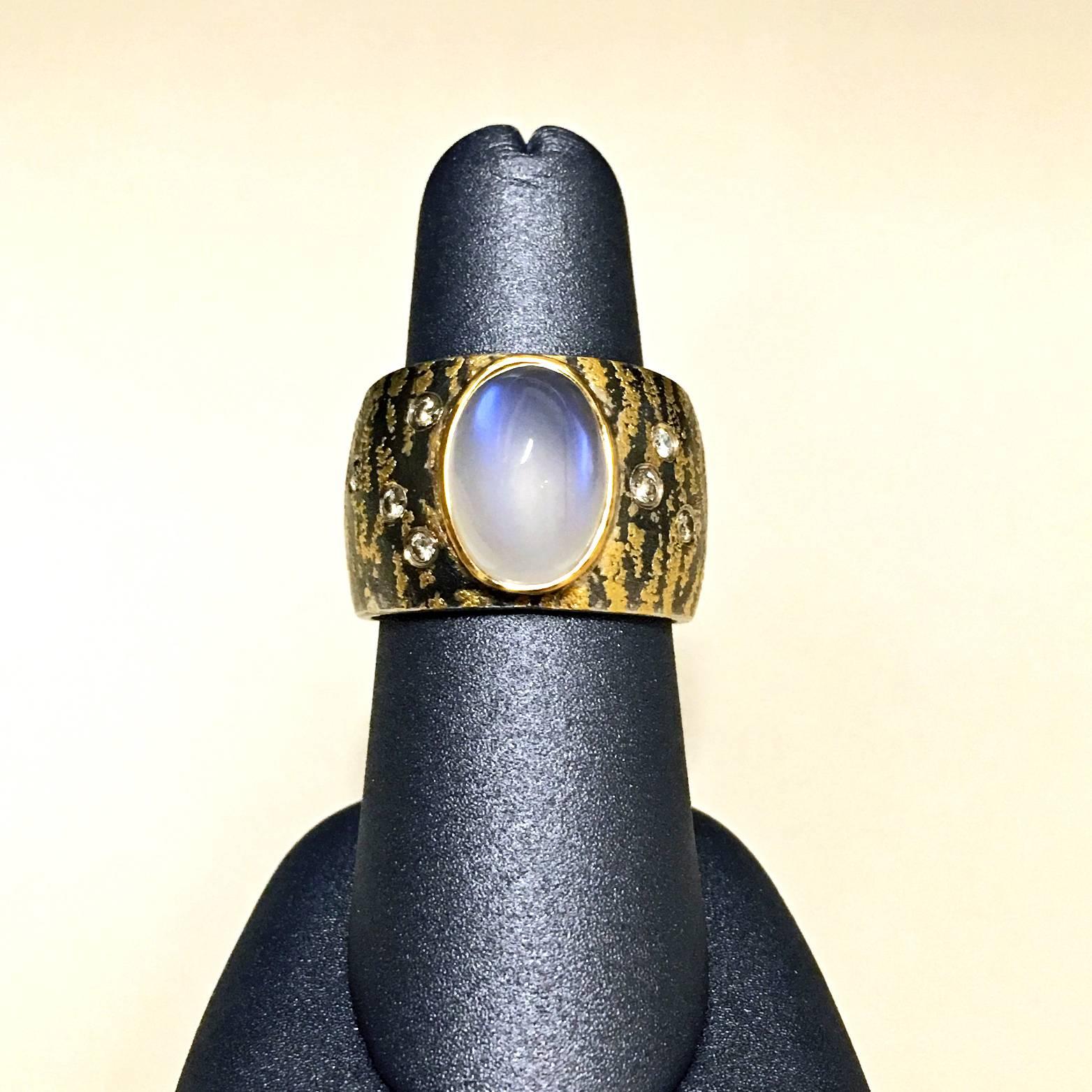 Artist Atelier Zobel One of a Kind Violet Blue Moonstone White Diamond Ring