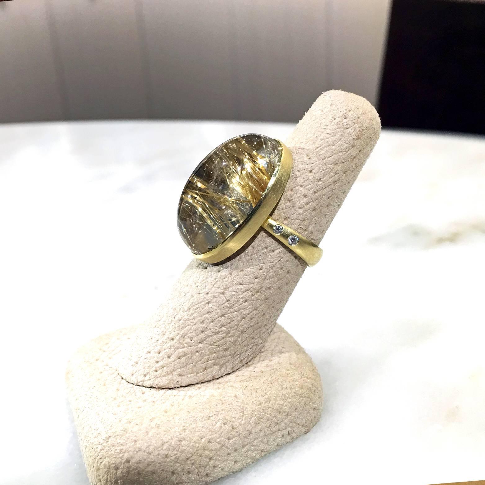 Robin Waynee goldener Rutilquarz Diamant Gold ovaler Kuppel-Spiegelring (Künstler*in)