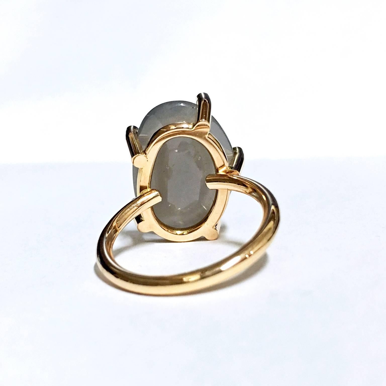 Women's Erich Zimmermann Glowing Moonstone White Diamond Gold One of a Kind Ring
