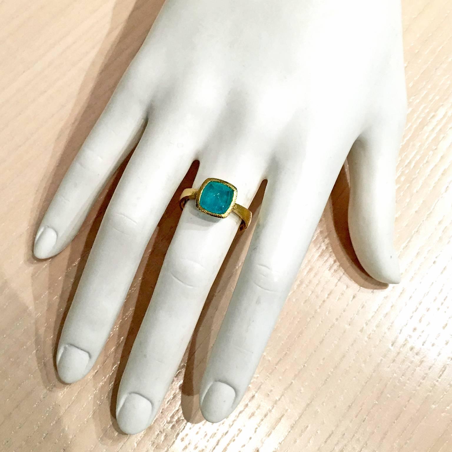 Devta Doolan rare Brazilian Paraiba bluish green Tourmaline Solitaire Ring, 2015 In New Condition In Dallas, TX