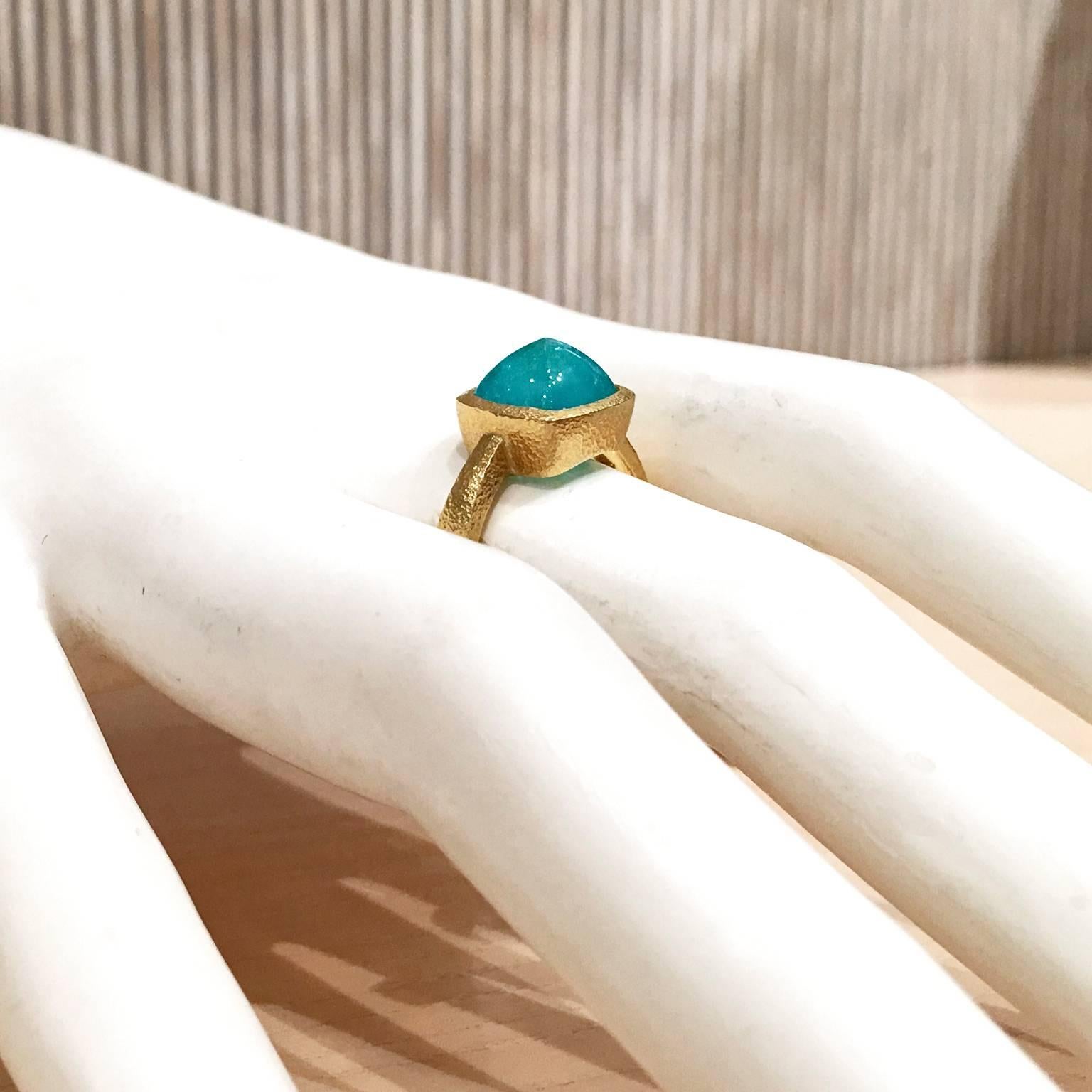 Women's or Men's Devta Doolan rare Brazilian Paraiba bluish green Tourmaline Solitaire Ring, 2015