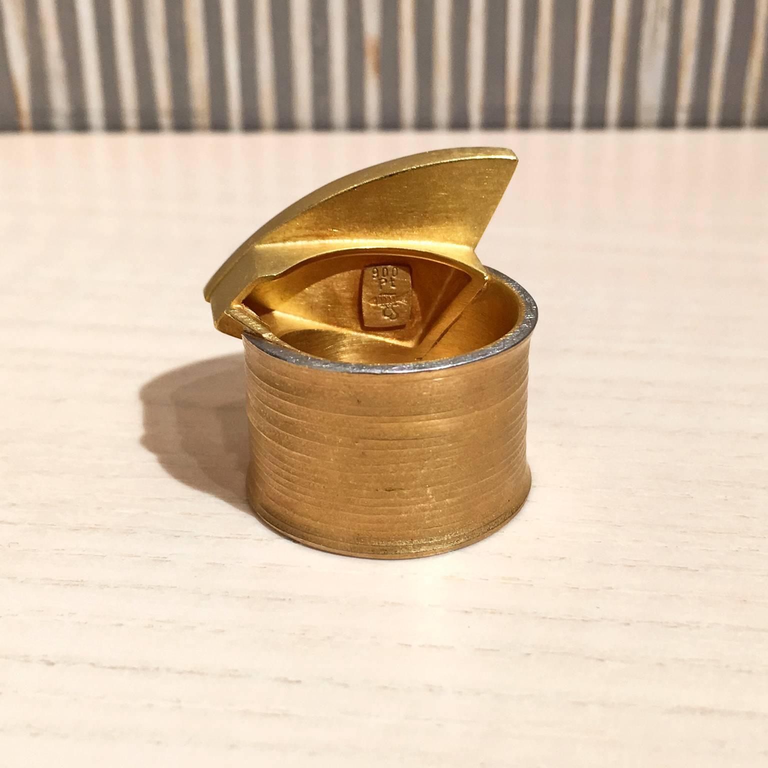 Women's Eva Steinberg Multi-Color Flashfire Opal Gold Platinum Cylinder Band Ring
