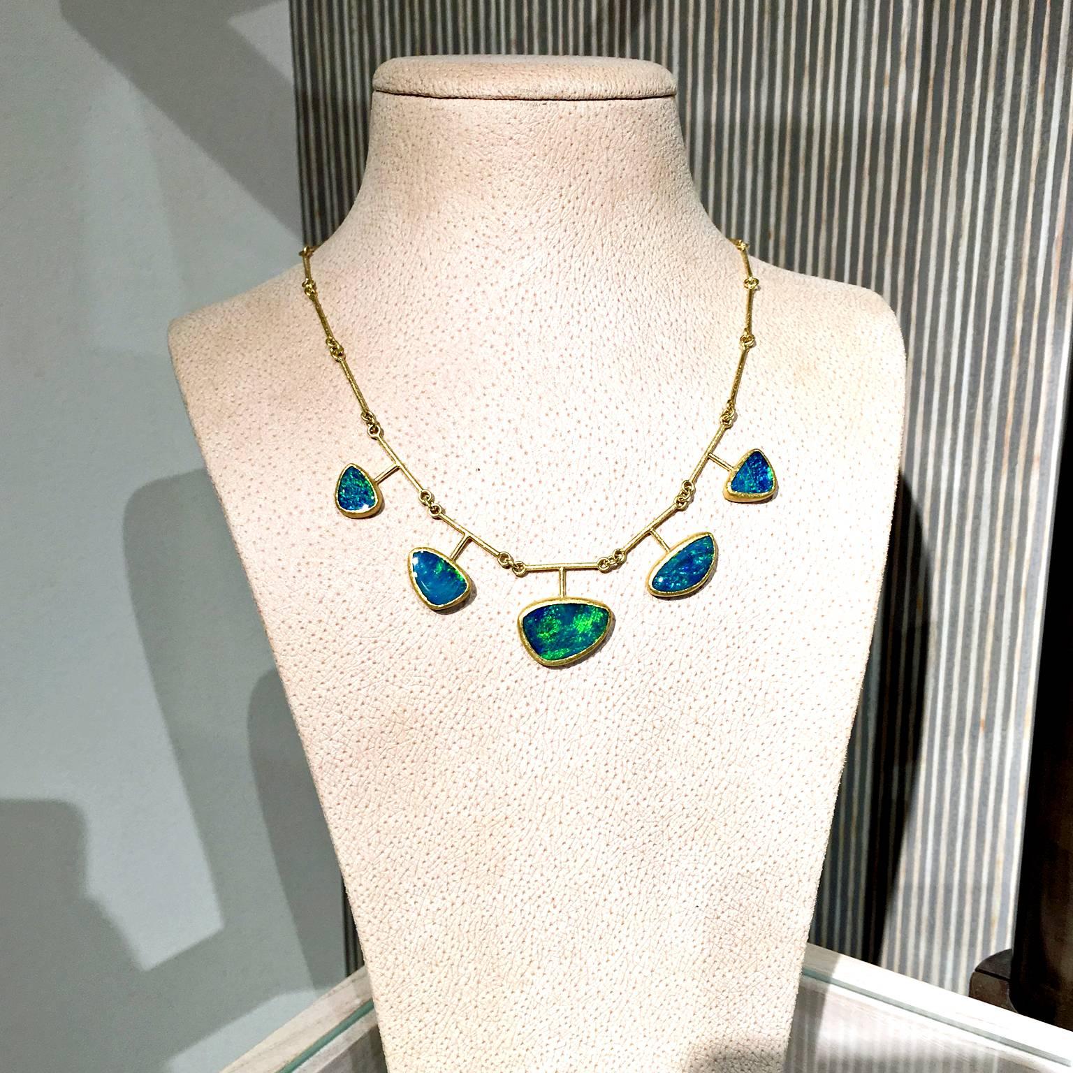 One-of-a-Kind Five Elements Necklace handcrafted by Petra Class on an 18