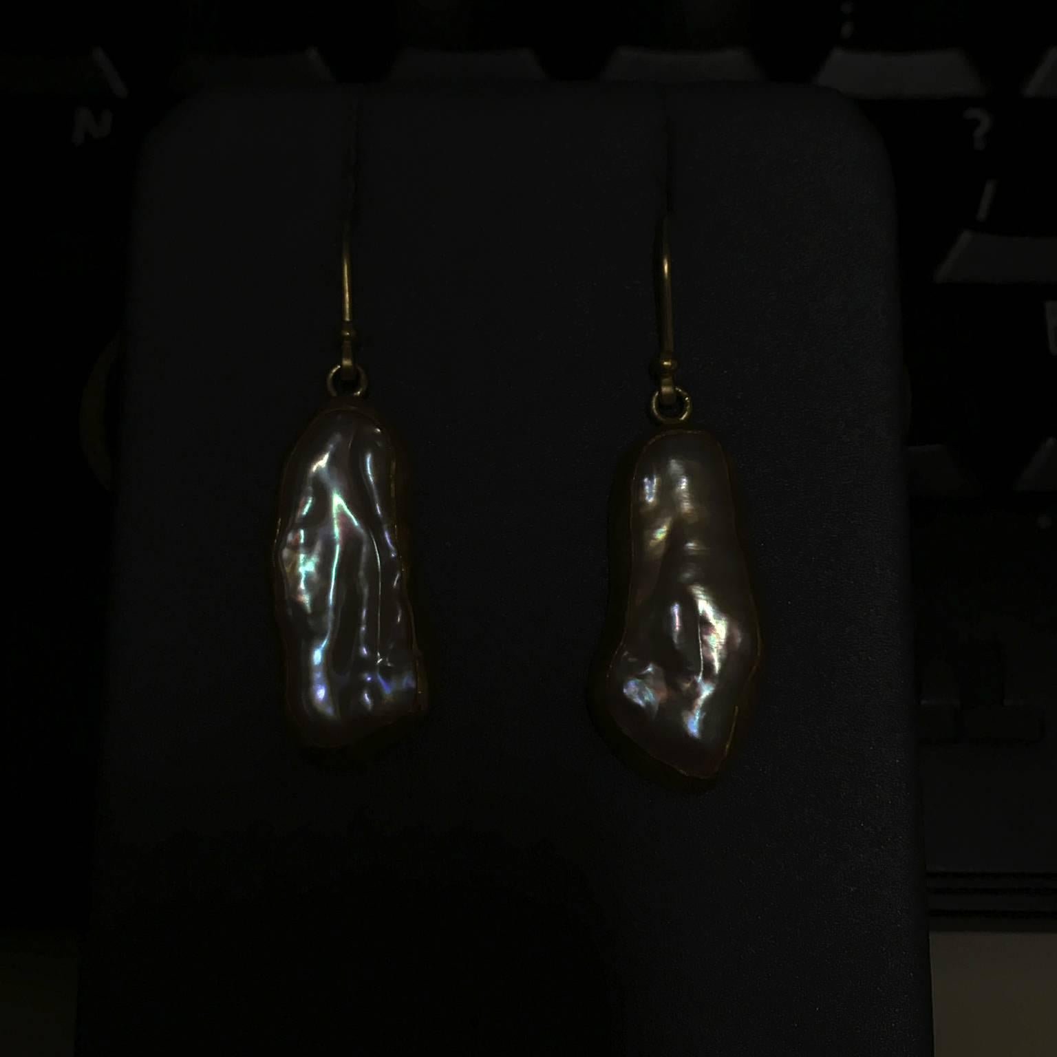 Women's Petra Class White Pink Sweetwater Baroque Pearl Gold Drop Earrings