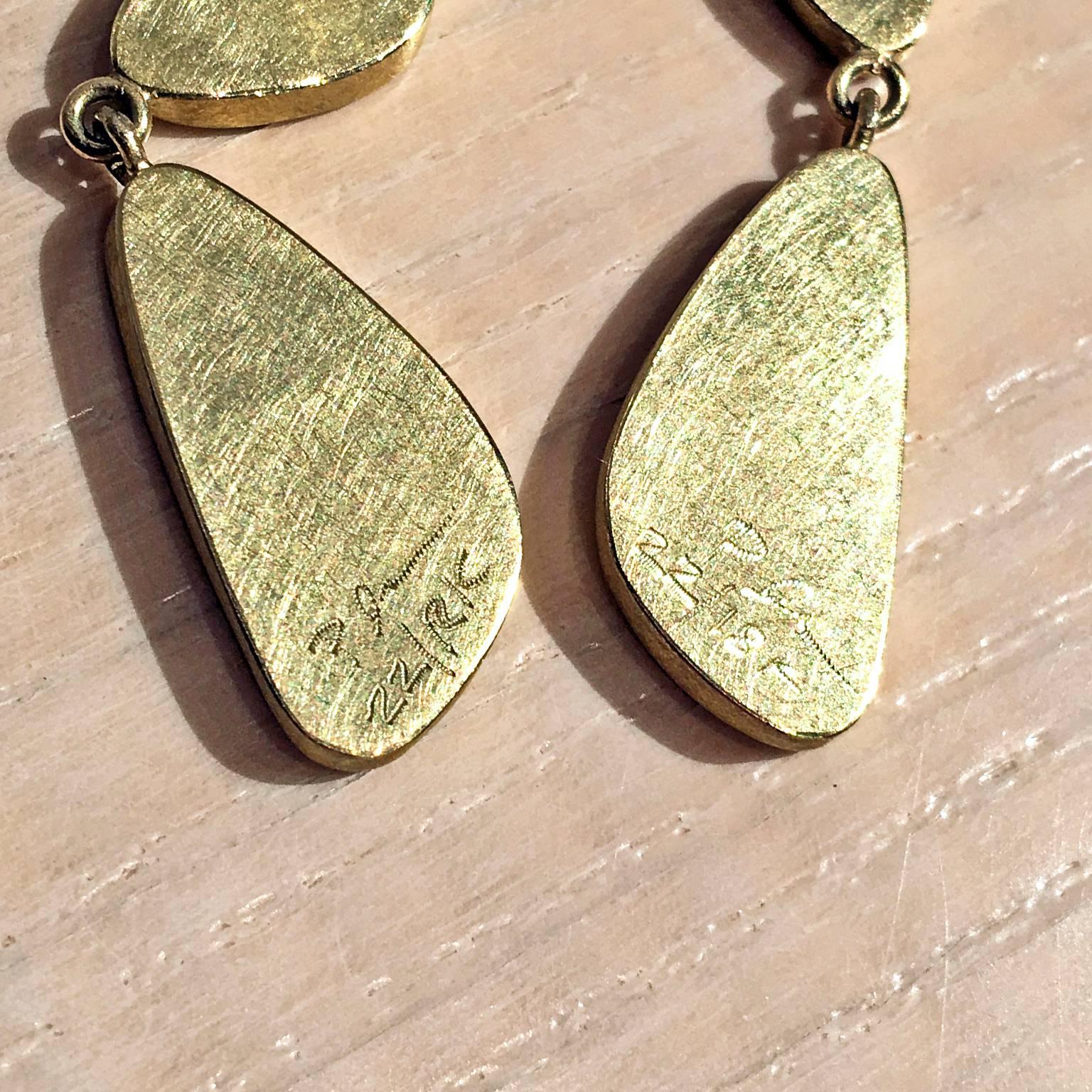 Petra Class Deep Blue Australian Opal Handmade Gold Dangle Drop Earrings 2