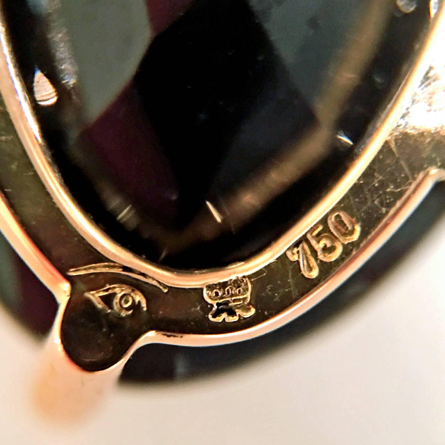 Erich Zimmermann Faceted Black Spinel Diamond Gold Earrings 1