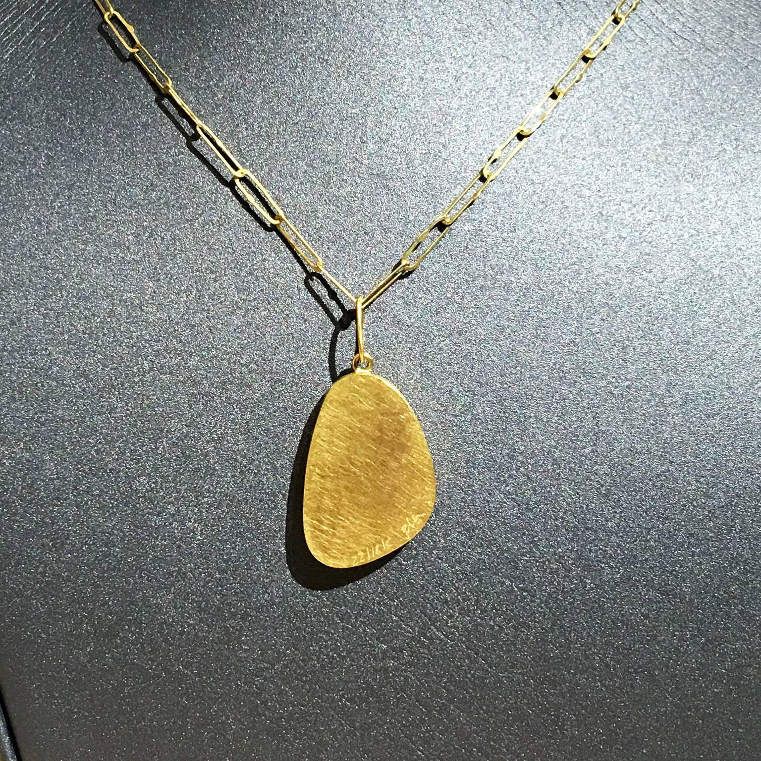 Artist Petra Class Handmade Link Chain Australian Opal Doublet Gold Pendant Necklace