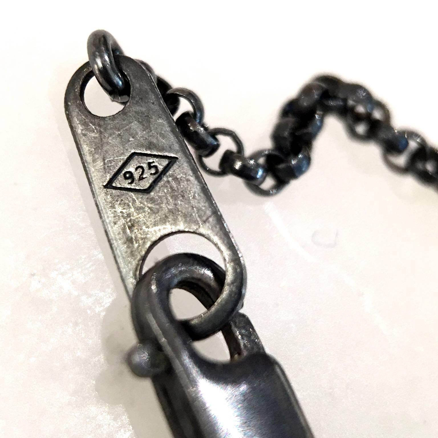 Women's Geoffrey Good Diamond Gold Oxidized Silver Triple Navette Drop Necklace