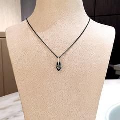 Geoffrey Good Diamond Gold Oxidized Silver Triple Navette Drop Necklace