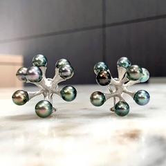 John Iversen Multicolor Tahitian Pearl Gold Jack Earrings