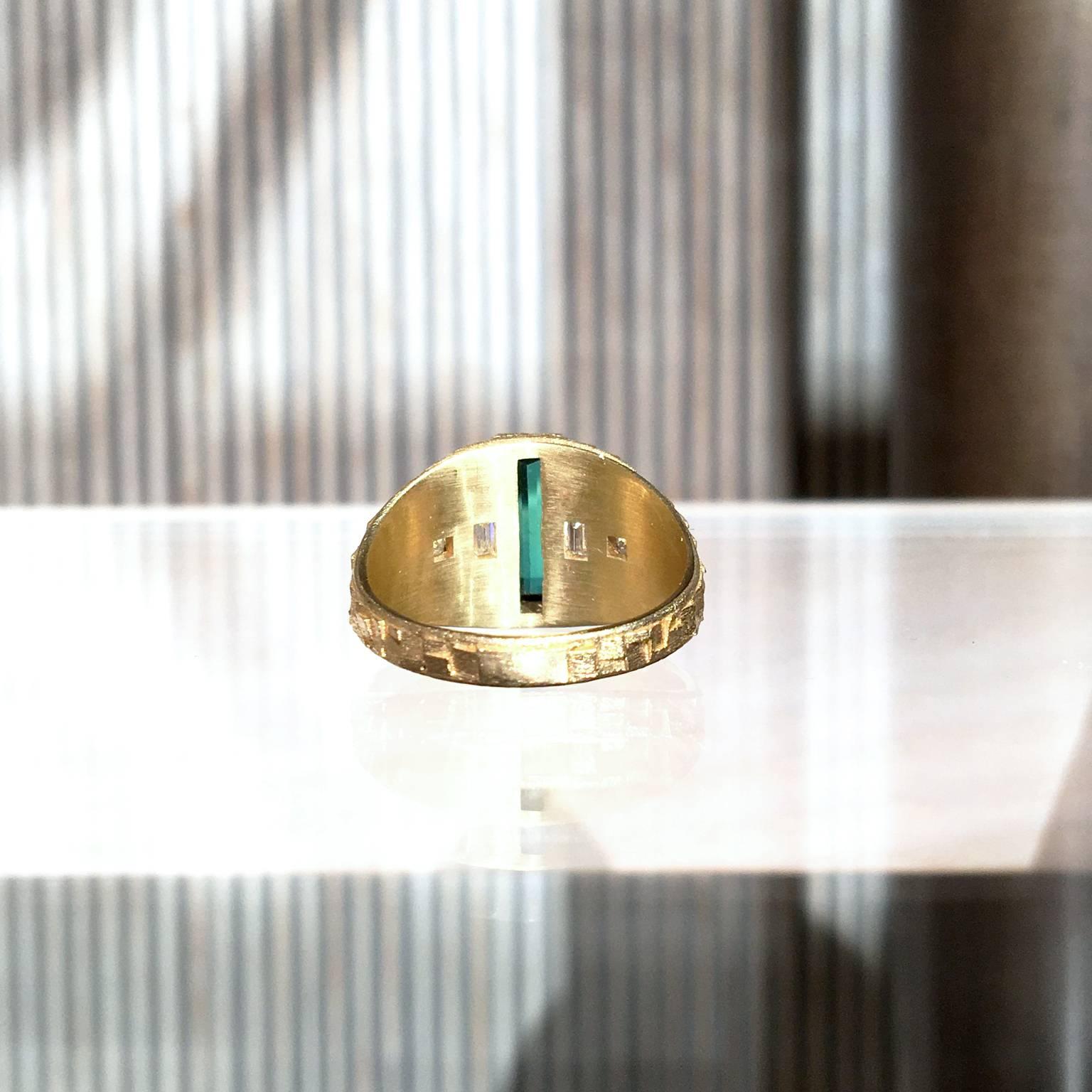 Women's Jo Hayes Ward One of a Kind Green Tourmaline Diamond Reflective Gold Ring