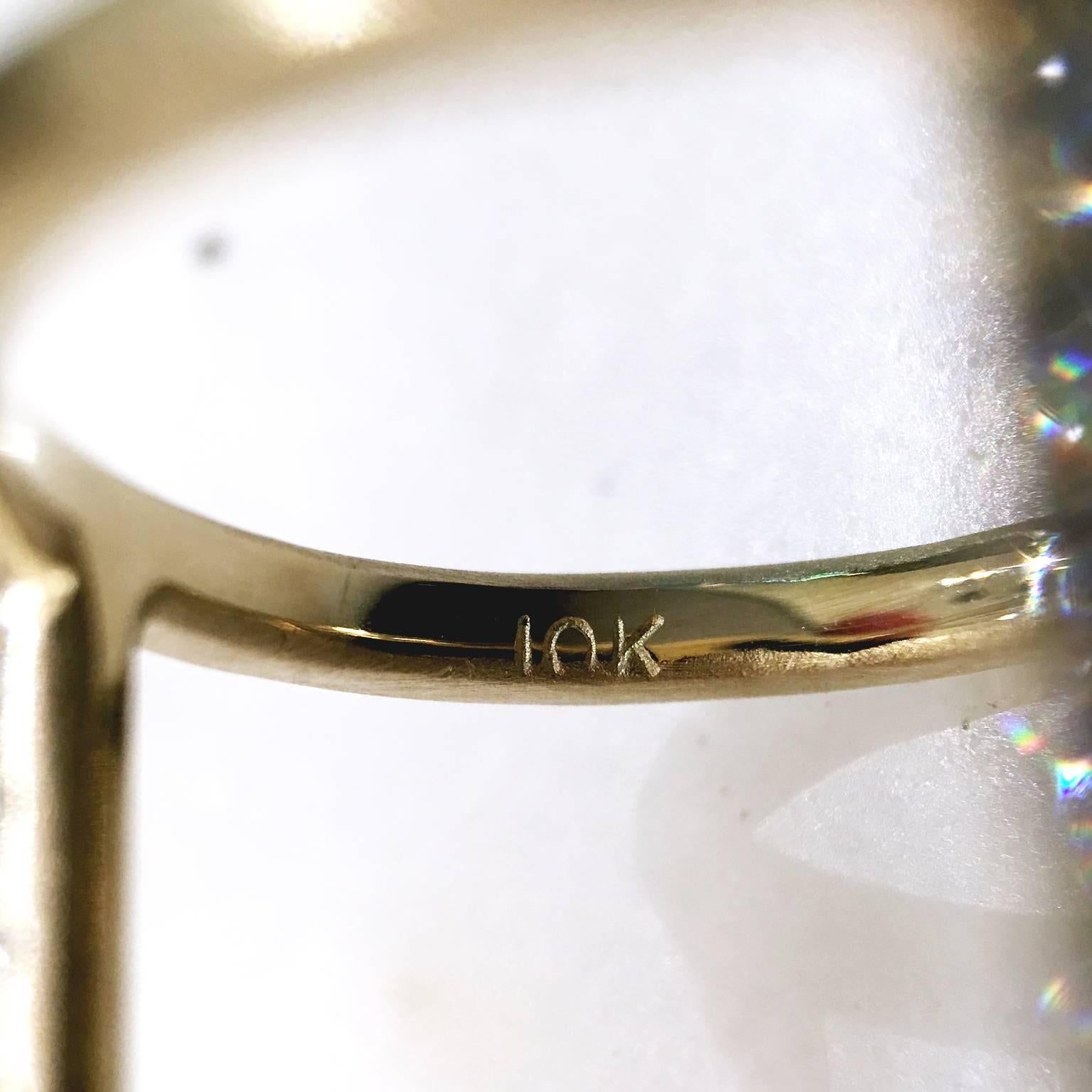 Women's White Diamond Textured Gold Handmade Wide Open Tripod Band Ring, Lisa Ziff For Sale