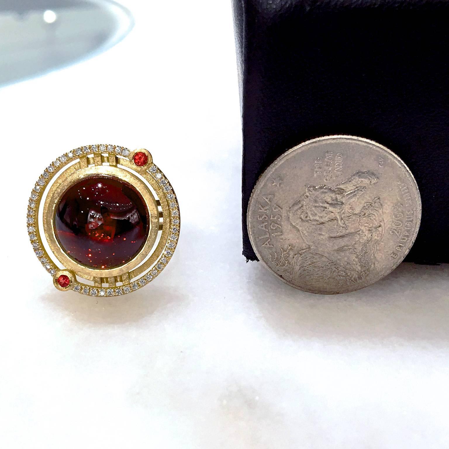 Women's Shimell and Madden One of a Kind Garnet Orange Sapphire Diamond Handmade Ring