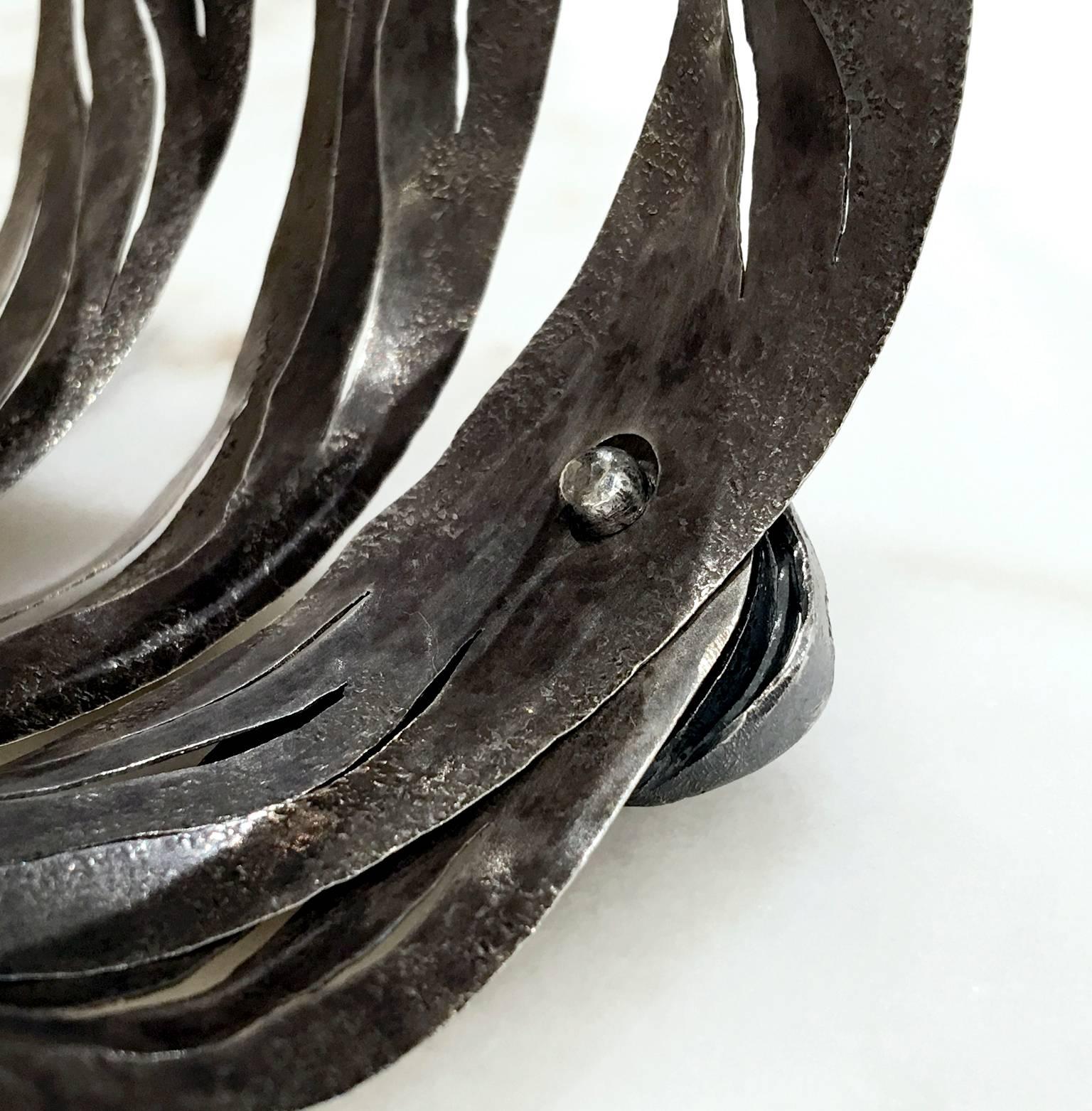 Artist One of a Kind Gold Oxidized Silver Spiral Wrap Bracelet, Reiko Ishiyama For Sale