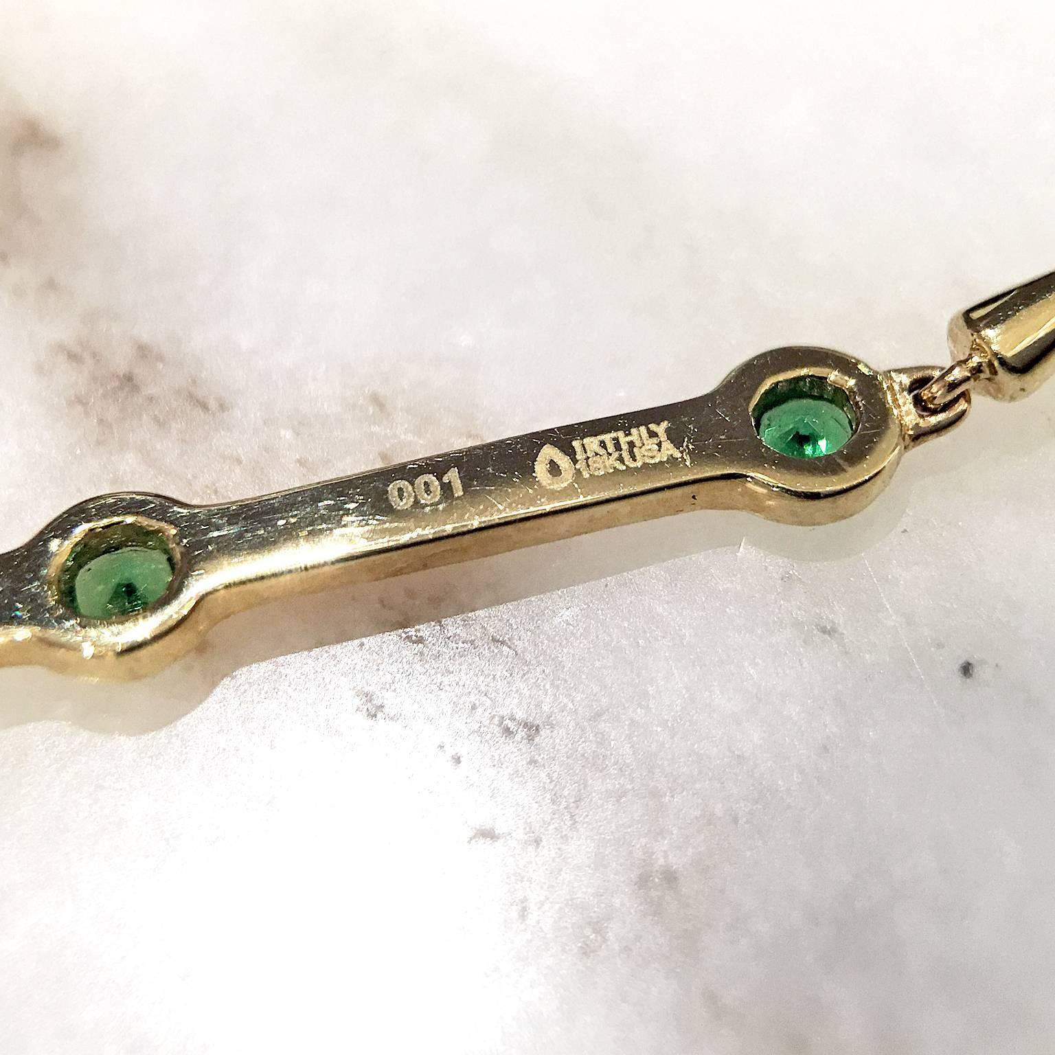 Women's or Men's Tsavorite Garnet Diamond Gold Dagger Drop Pendant Necklace
