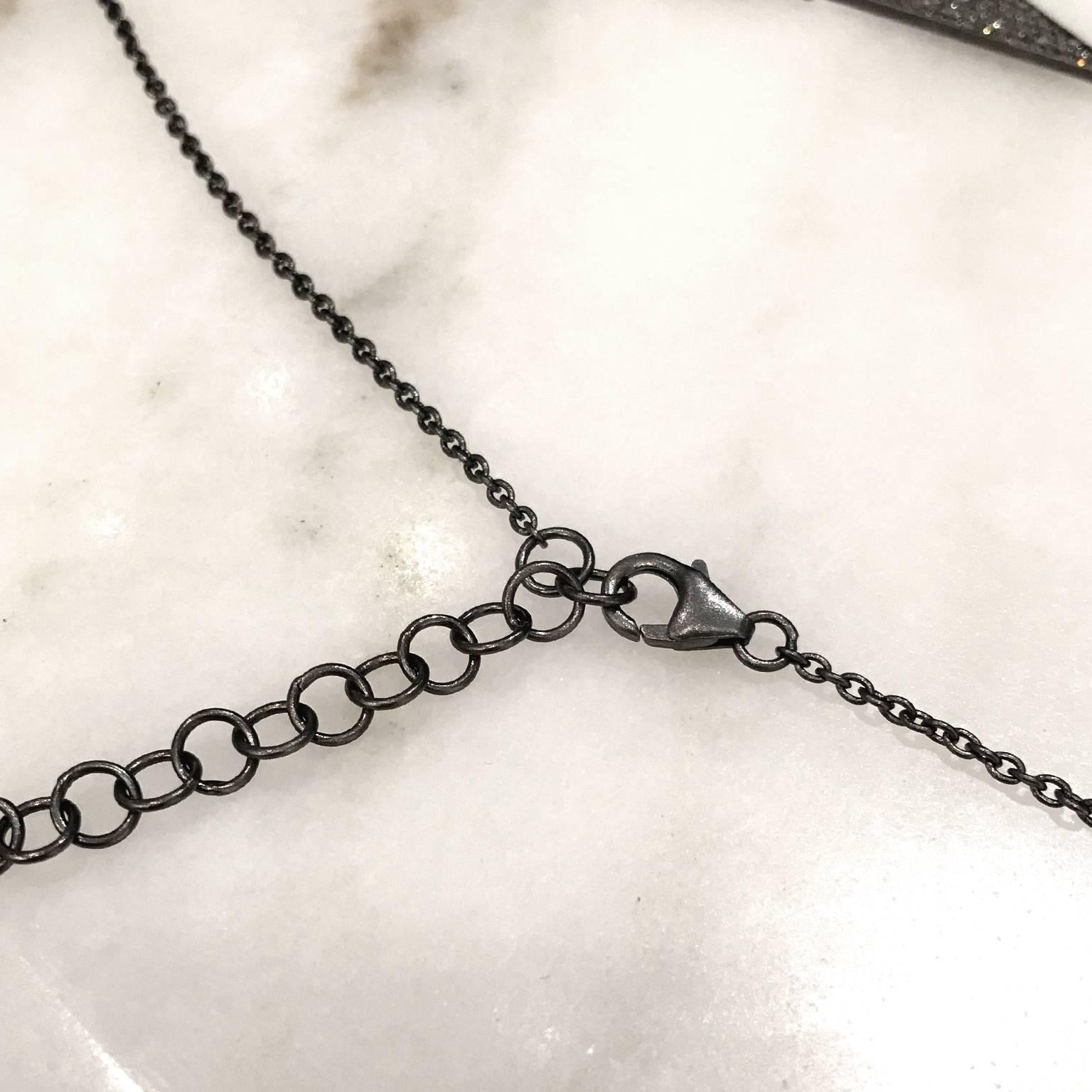 1.92 Carat Shimmering Diamond Oxidized Silver Trinity Necklace, Lauren Harper In New Condition For Sale In Dallas, TX