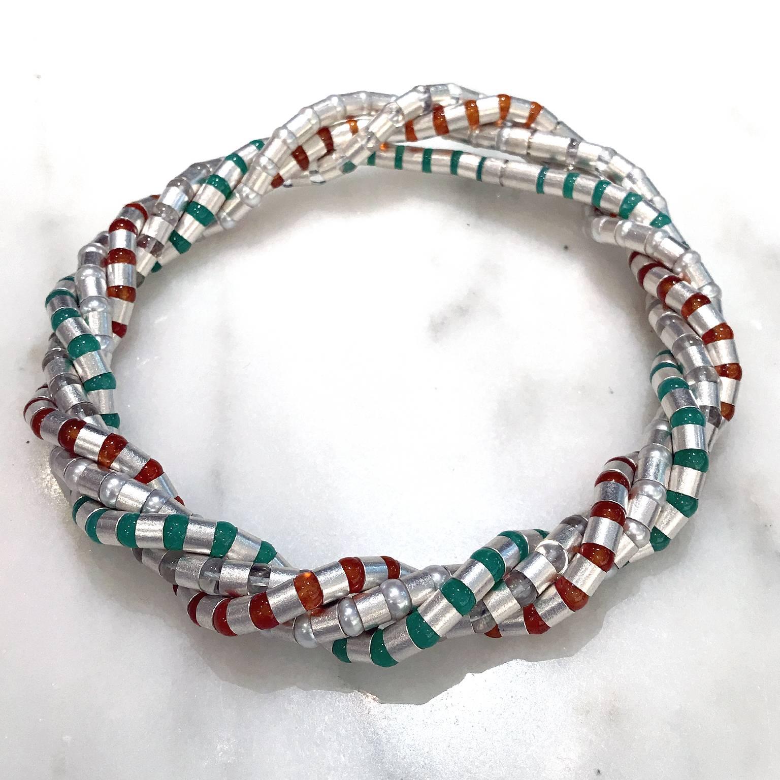Women's or Men's Zimmermann Pearl Chrysoprase Rock Crystal Carnelian Versatile Wrap Necklaces