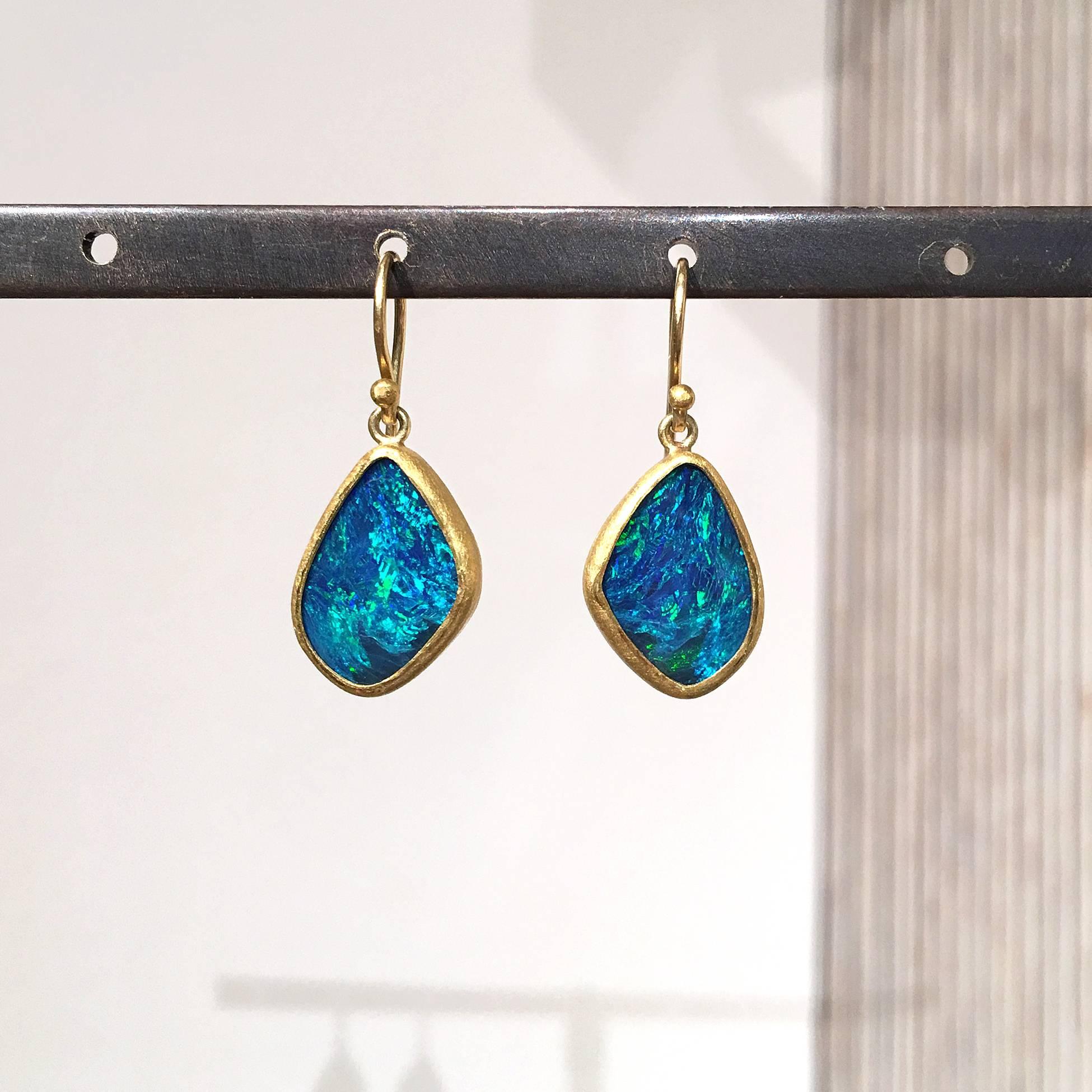 blue opal gold earrings