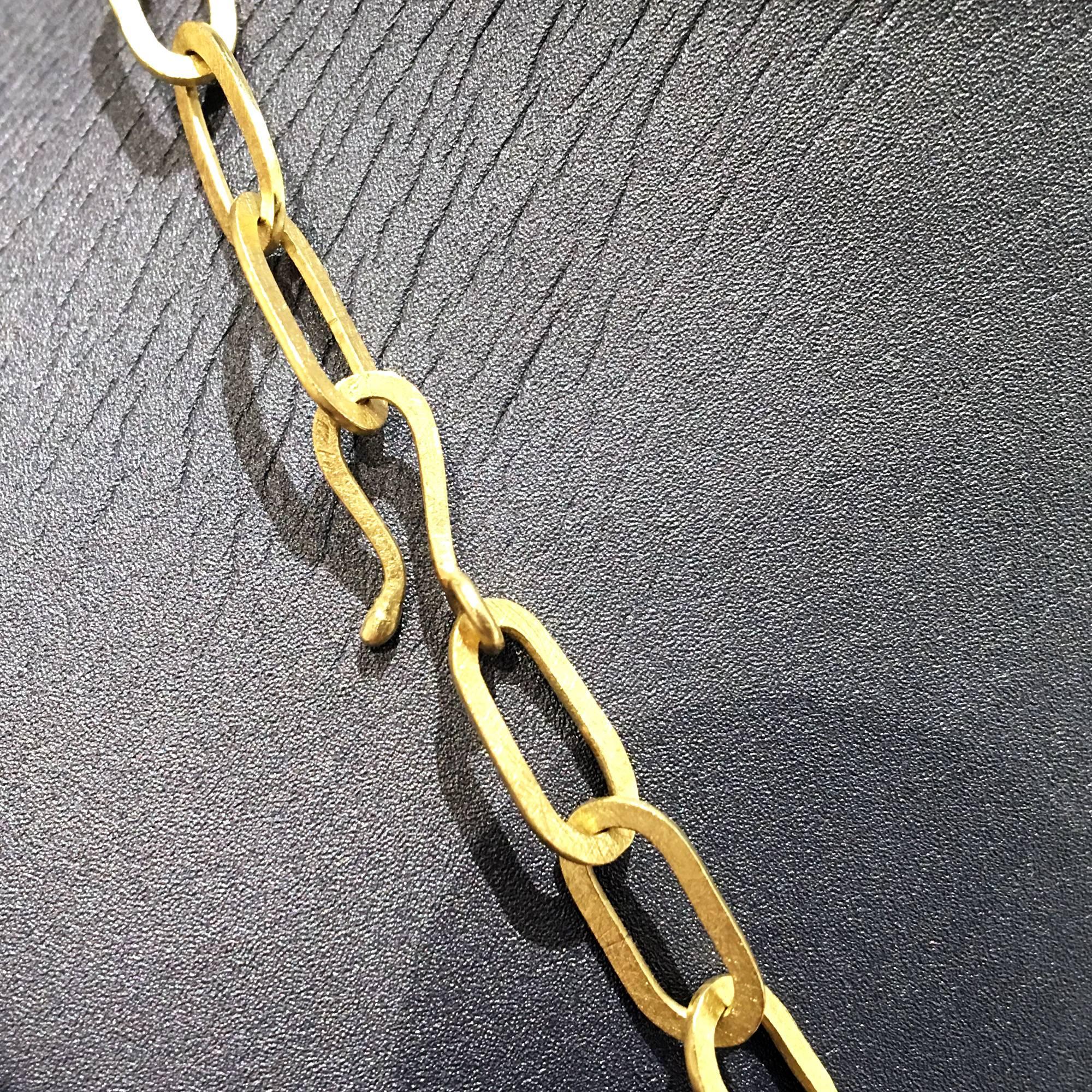 Artisan Petra Class Handmade Heavy Oval Links Matte Gold Chain Link Necklace