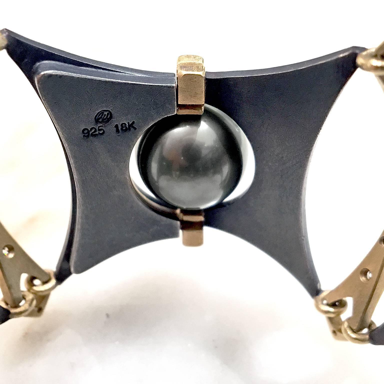 Award Winning Rolling Tahitian Pearl Color Change Garnet Diamond AXIS Bracelet 2