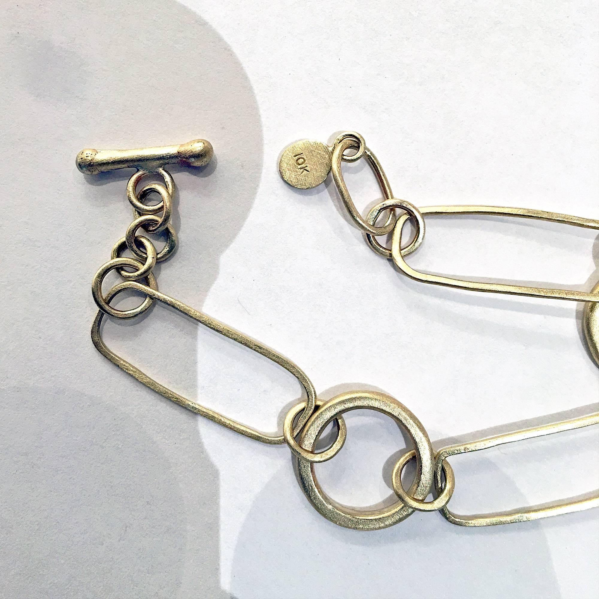 Women's White Diamond Circle Gold Handmade Multi Link Bracelet