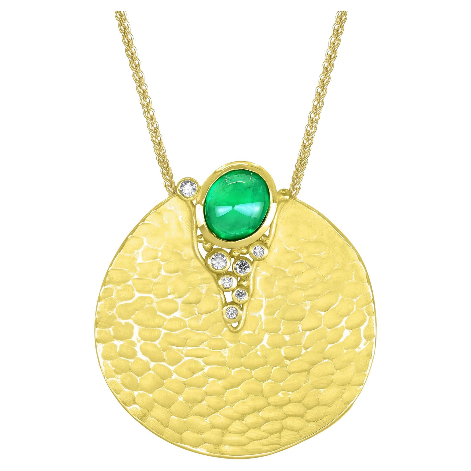 Collier Crevasse en or jaune, diamant blanc ovale émeraude, Barbara Heinrich 2025 en vente