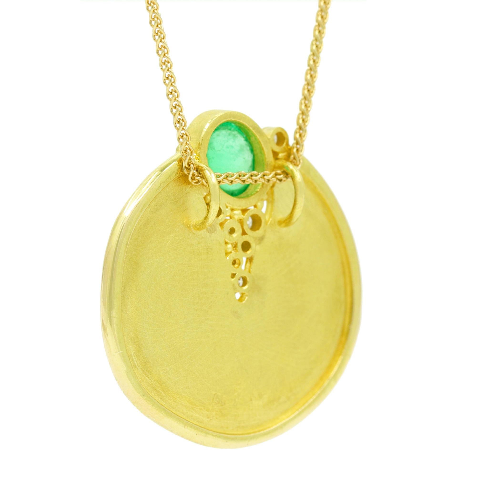 Collier Crevasse en or jaune, diamant blanc ovale émeraude, Barbara Heinrich 2025 en vente 1