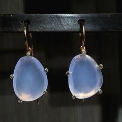 Zimmermann Soft Glowing Chalcedony White Diamond Rose Gold Snowflake Earrings