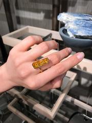 Atelier Munsteiner Vivid Golden Beryl Satin Gold Vertical Bar Picasso Ring