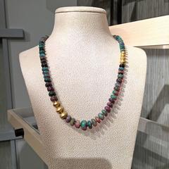 Atelier Zobel Black Ethiopian Opal Rich Burmese Gold Handmade Necklace