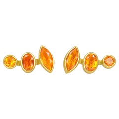 Vivid Orange Faceted Mexican Fire Opal Gold Climber Earrings, Petra Class 2026