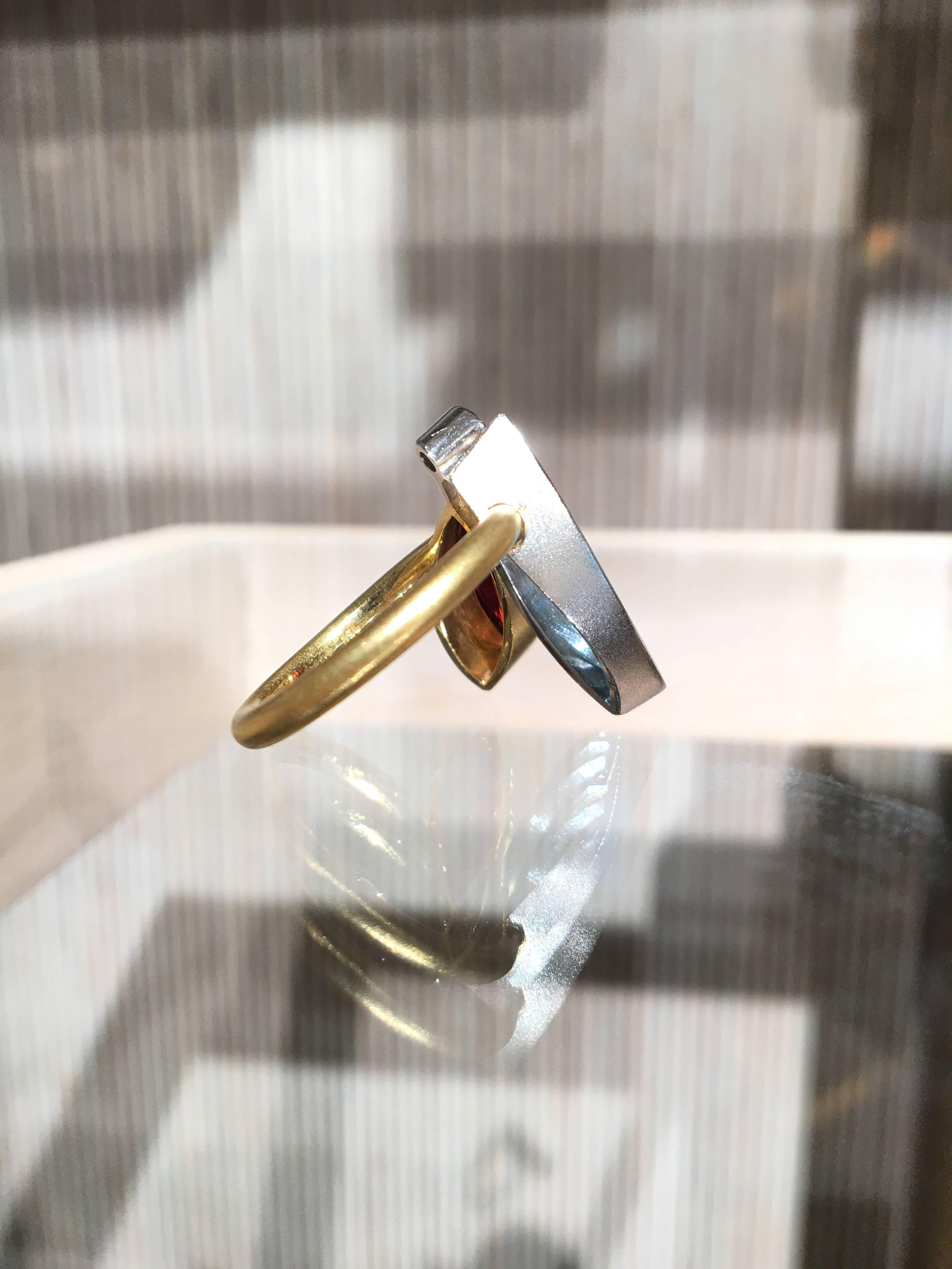 Atelier Munsteiner Aquamarine Spessartine Garnet Diamond Platinum Gold Ring 2